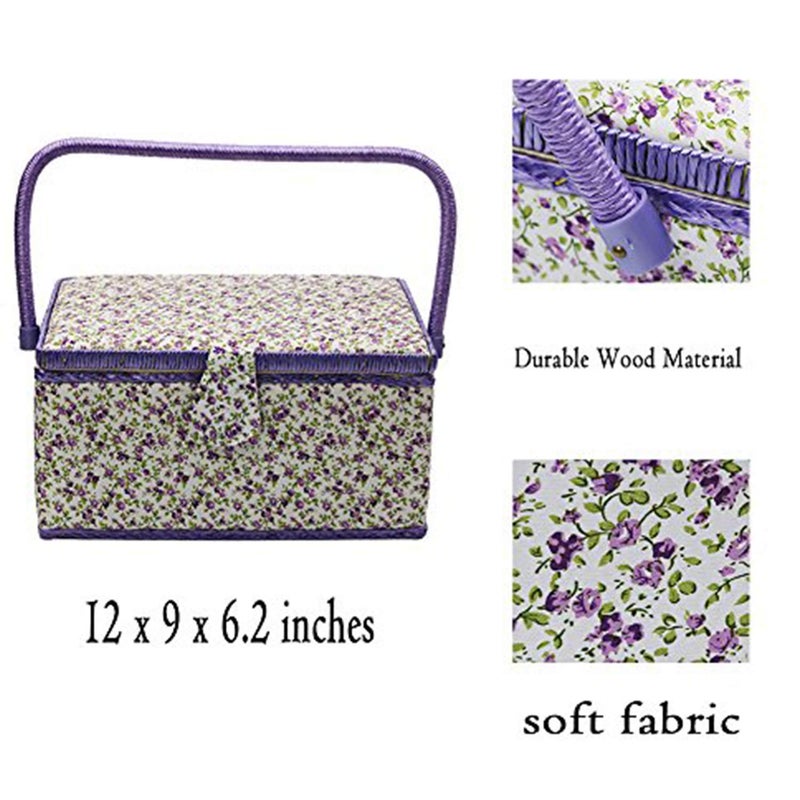 Flrhsjx Large Sewing Basket with Accessories, Sewing Organizer Box for Sewing Supplies and DIY Crafting Tools Storage, Sewing Kit Tools for Sewing Mending - Image 5